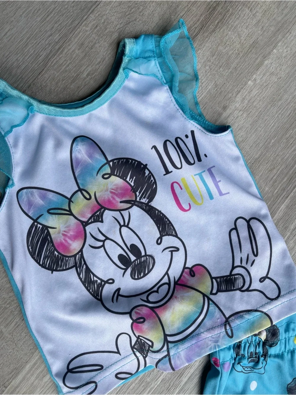 Disney Girls Minnie Mouse Blue & White Pajama Set